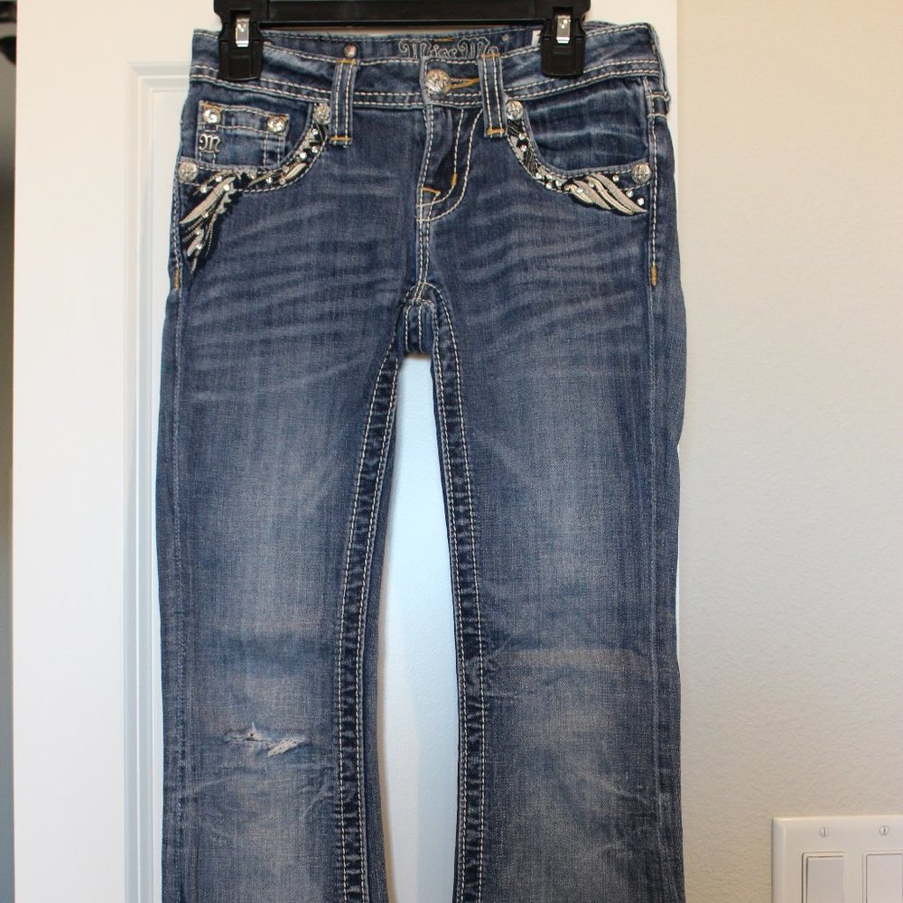 Girls Miss Me Bootcut Jeans sz 10 Style JK5814B Flying Horseshoe